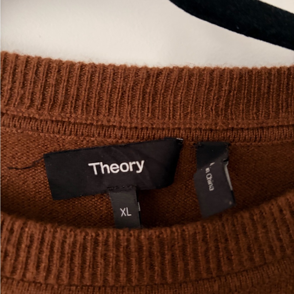 THEORY 100% Cashmere Men's Brown Crewneck Sweater - XL - Picture 4 of 9